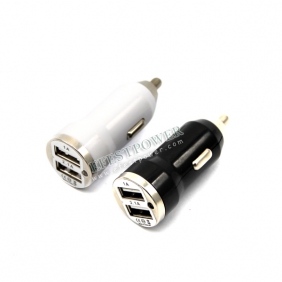 Wholesale Black/white 5V 1A/2.1A Mini Dual USB car charger/USB car charger for iPhone 5/ for Samsung
